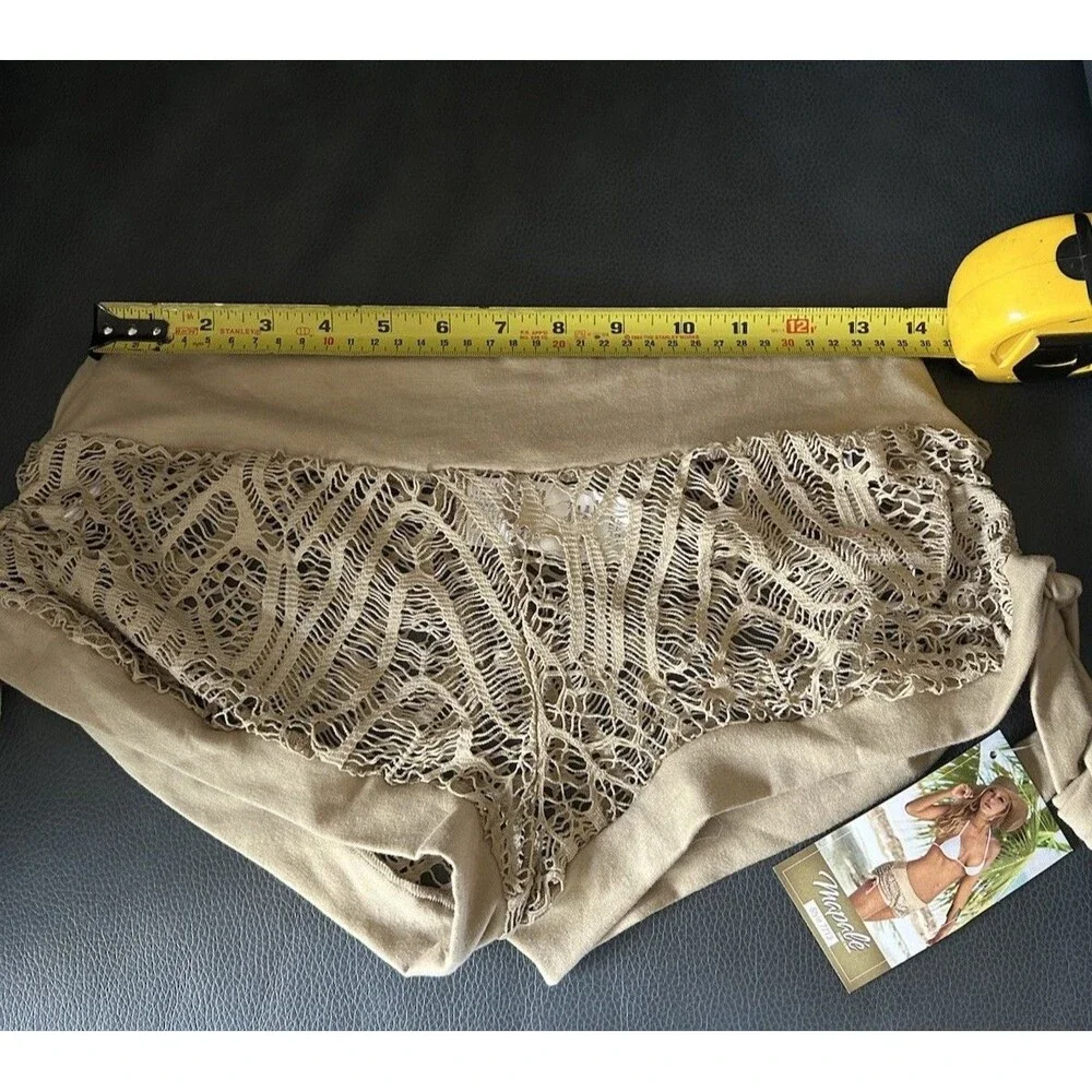 NWT Mapale Mocha Crochet Lace Beach Shorts - Size M - Boho Festival Cover Up